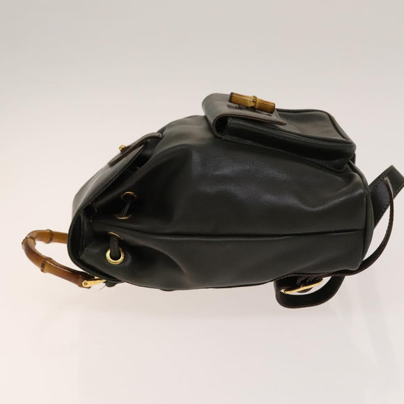 GUCCI Bamboo Backpack Leather Outlet Khaki Gold 003 3444 0030 Auth BA5469