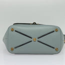VALENTINO Hand Bag Leather 2way Light Blue Gold Auth BA5471-5