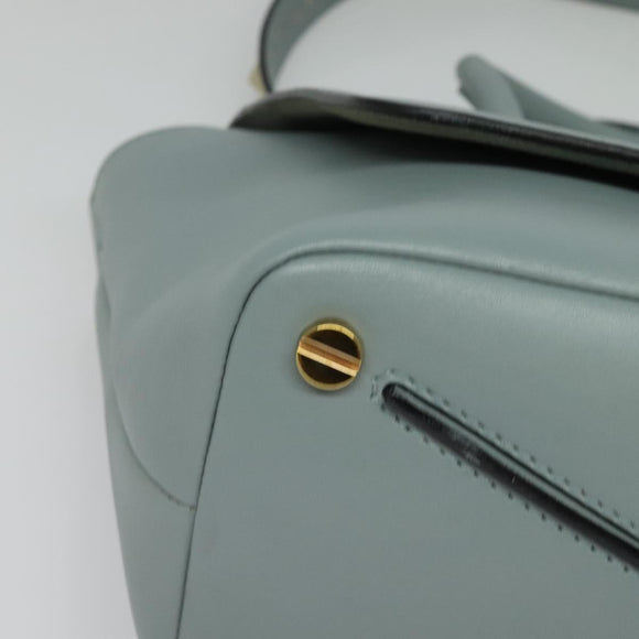 VALENTINO Hand Bag Leather 2way Light Blue Gold Auth BA5471