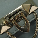 VALENTINO Hand Bag Leather 2way Light Blue Gold Auth BA5471-20