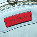 VALENTINO Hand Bag Leather 2way Light Blue Gold Auth BA5471-21