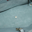 VALENTINO Hand Bag Leather 2way Light Blue Gold Auth BA5471-10