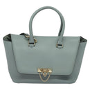 VALENTINO Hand Bag Leather 2way Light Blue Gold Auth BA5471-13