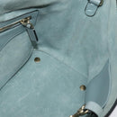 VALENTINO Hand Bag Leather 2way Light Blue Gold Auth BA5471-22