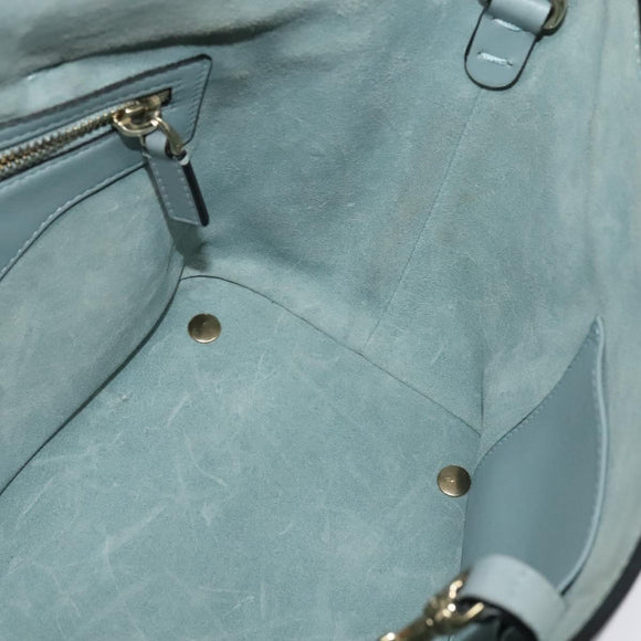 VALENTINO Hand Bag Leather 2way Light Blue Gold Auth BA5471