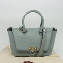 VALENTINO Hand Bag Leather 2way Light Blue Gold Auth BA5471-12