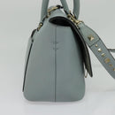 VALENTINO Hand Bag Leather 2way Light Blue Gold Auth BA5471-3