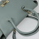 VALENTINO Hand Bag Leather 2way Light Blue Gold Auth BA5471-6