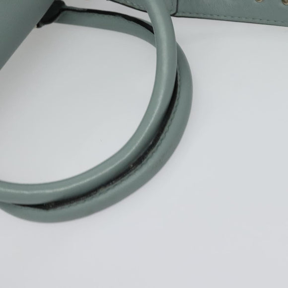 VALENTINO Hand Bag Leather 2way Light Blue Gold Auth BA5471