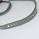 VALENTINO Hand Bag Leather 2way Light Blue Gold Auth BA5471-8