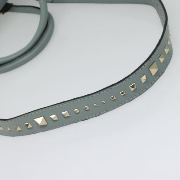 VALENTINO Hand Bag Leather 2way Light Blue Gold Auth BA5471