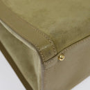 GUCCI Bamboo Hand Bag Suede Leather Green Gold 002 853 0260 Auth BA5474-15