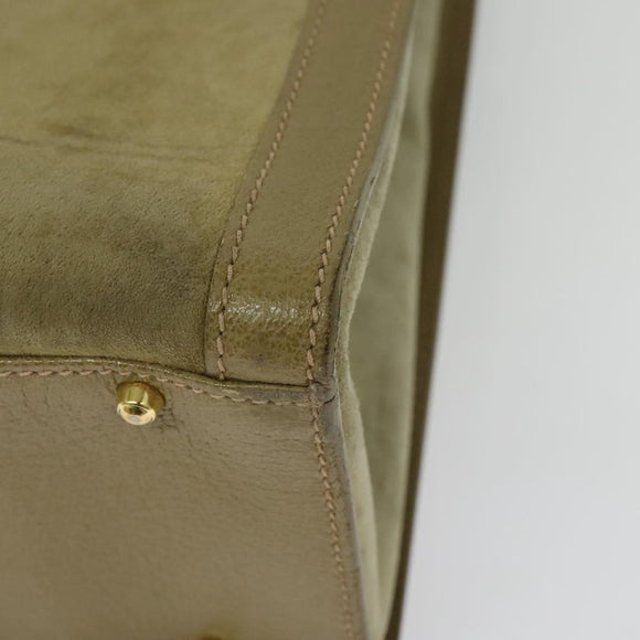 GUCCI Bamboo Hand Bag Suede Leather Green Gold 002 853 0260 Auth BA5474