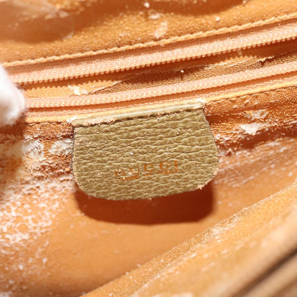 GUCCI Bamboo Hand Bag Suede Leather Green Gold 002 853 0260 Auth BA5474