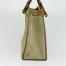 GUCCI Bamboo Hand Bag Suede Leather Green Gold 002 853 0260 Auth BA5474-3