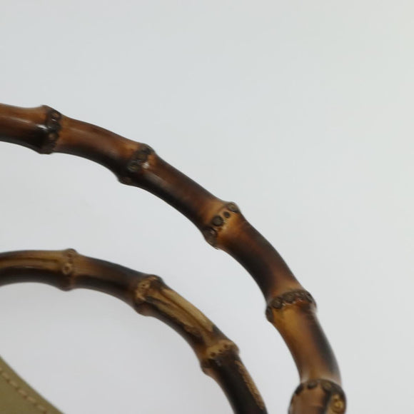 GUCCI Bamboo Hand Bag Suede Leather Green Gold 002 853 0260 Auth BA5474