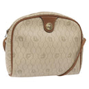 Christian Dior Honeycomb Canvas Shoulder Bag PVC Beige Gold Auth BA5486-1