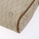 Christian Dior Honeycomb Canvas Shoulder Bag PVC Beige Gold Auth BA5486-10