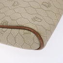 Christian Dior Honeycomb Canvas Shoulder Bag PVC Beige Gold Auth BA5486-11