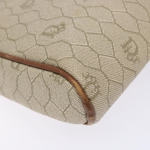 Christian Dior Honeycomb Canvas Shoulder Bag PVC Beige Gold Auth BA5486