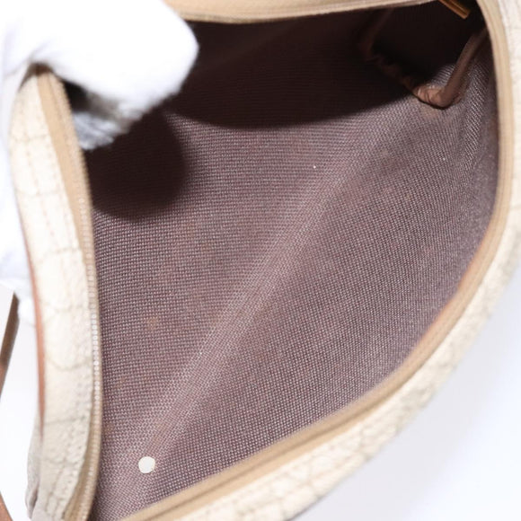 Christian Dior Honeycomb Canvas Shoulder Bag PVC Beige Gold Auth BA5486