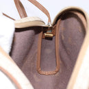 Christian Dior Honeycomb Canvas Shoulder Bag PVC Beige Gold Auth BA5486-18