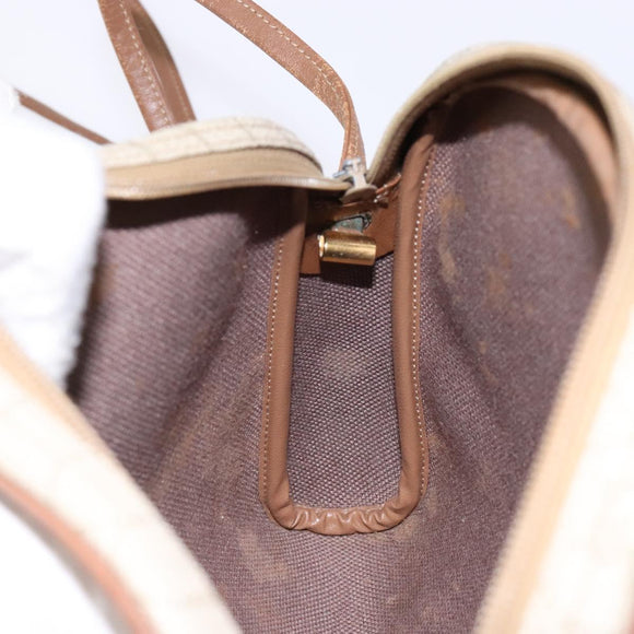 Christian Dior Honeycomb Canvas Shoulder Bag PVC Beige Gold Auth BA5486