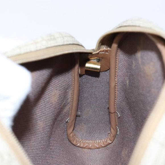 Christian Dior Honeycomb Canvas Shoulder Bag PVC Beige Gold Auth BA5486