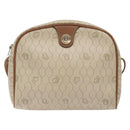 Christian Dior Honeycomb Canvas Shoulder Bag PVC Beige Gold Auth BA5486-2