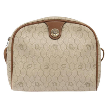 Christian Dior Honeycomb Canvas Shoulder Bag PVC Beige Gold Auth BA5486 - 0
