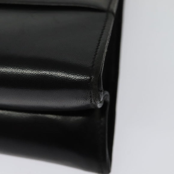 Salvatore Ferragamo Chain Shoulder Bag Leather Black Gold Auth BA5489