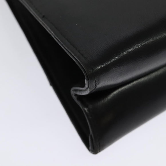 Salvatore Ferragamo Chain Shoulder Bag Leather Black Gold Auth BA5489