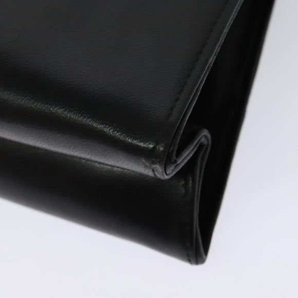 Salvatore Ferragamo Chain Shoulder Bag Leather Black Gold Auth BA5489