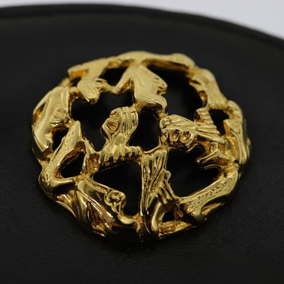 Salvatore Ferragamo Chain Shoulder Bag Leather Black Gold Auth BA5489