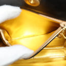 Salvatore Ferragamo Chain Shoulder Bag Leather Black Gold Auth BA5489-11