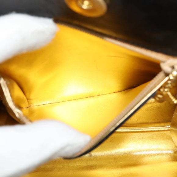 Salvatore Ferragamo Chain Shoulder Bag Leather Black Gold Auth BA5489