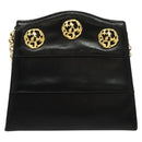 Salvatore Ferragamo Chain Shoulder Bag Leather Black Gold Auth BA5489-13