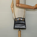 Salvatore Ferragamo Chain Shoulder Bag Leather Black Gold Auth BA5489-20