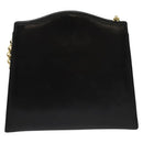 Salvatore Ferragamo Chain Shoulder Bag Leather Black Gold Auth BA5489-2