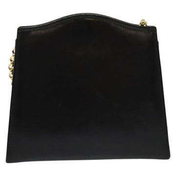 Salvatore Ferragamo Chain Shoulder Bag Leather Black Gold Auth BA5489 - 0