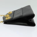 Salvatore Ferragamo Chain Shoulder Bag Leather Black Gold Auth BA5489-3