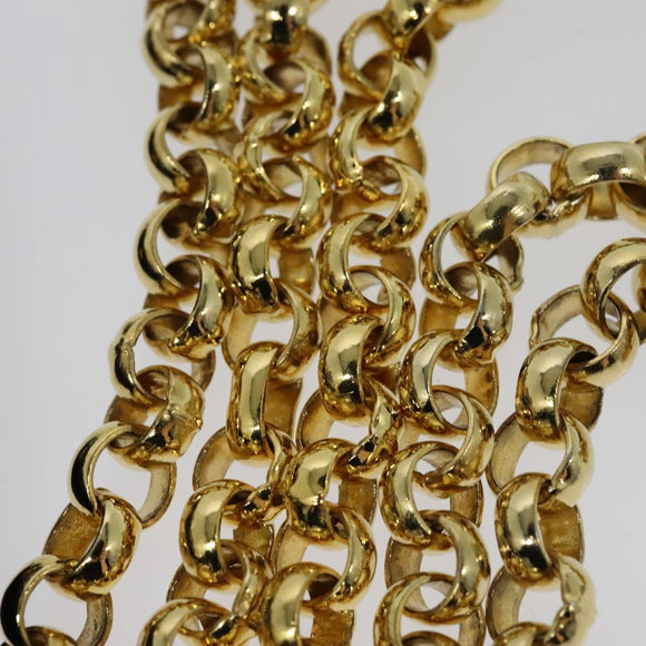 Salvatore Ferragamo Chain Shoulder Bag Leather Black Gold Auth BA5489