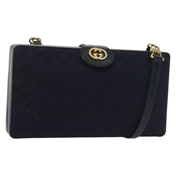 GUCCI Micro GG Canvas Shoulder Bag Vintage Navy Gold Auth BA5490