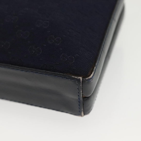 GUCCI Micro GG Canvas Shoulder Bag Vintage Navy Gold Auth BA5490