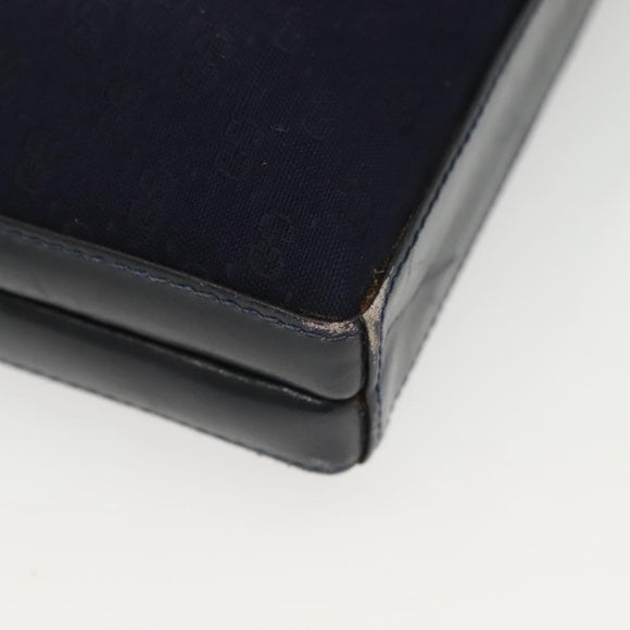 GUCCI Micro GG Canvas Shoulder Bag Vintage Navy Gold Auth BA5490