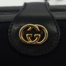 GUCCI Micro GG Canvas Shoulder Bag Vintage Navy Gold Auth BA5490-17
