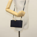 GUCCI Micro GG Canvas Shoulder Bag Vintage Navy Gold Auth BA5490-19