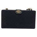 GUCCI Micro GG Canvas Shoulder Bag Vintage Navy Gold Auth BA5490-13
