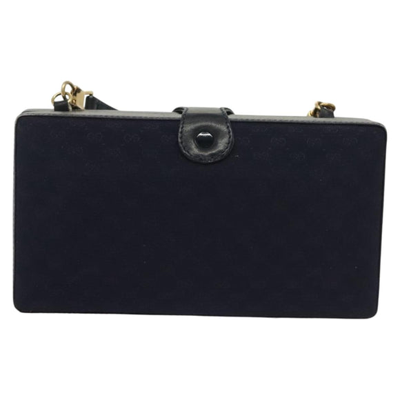 GUCCI Micro GG Canvas Shoulder Bag Vintage Navy Gold Auth BA5490