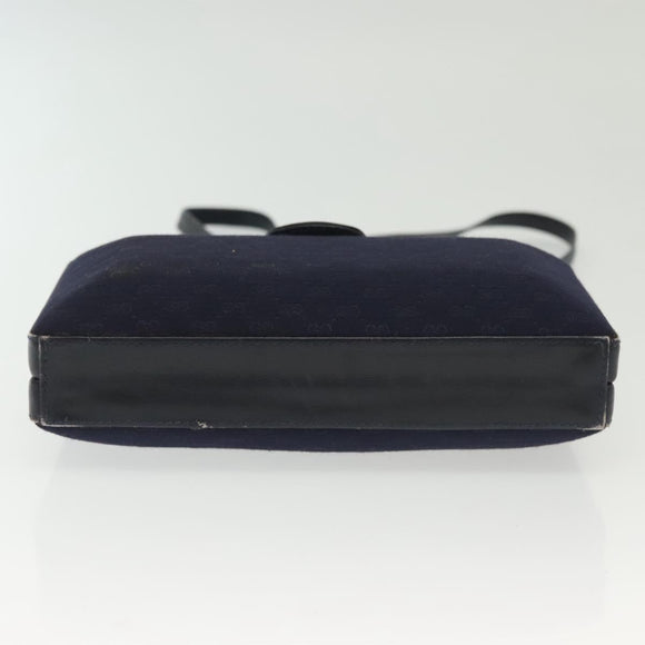 GUCCI Micro GG Canvas Shoulder Bag Vintage Navy Gold Auth BA5490